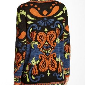 FLYING TOMATO Paisley Print Knit Cardigan Small